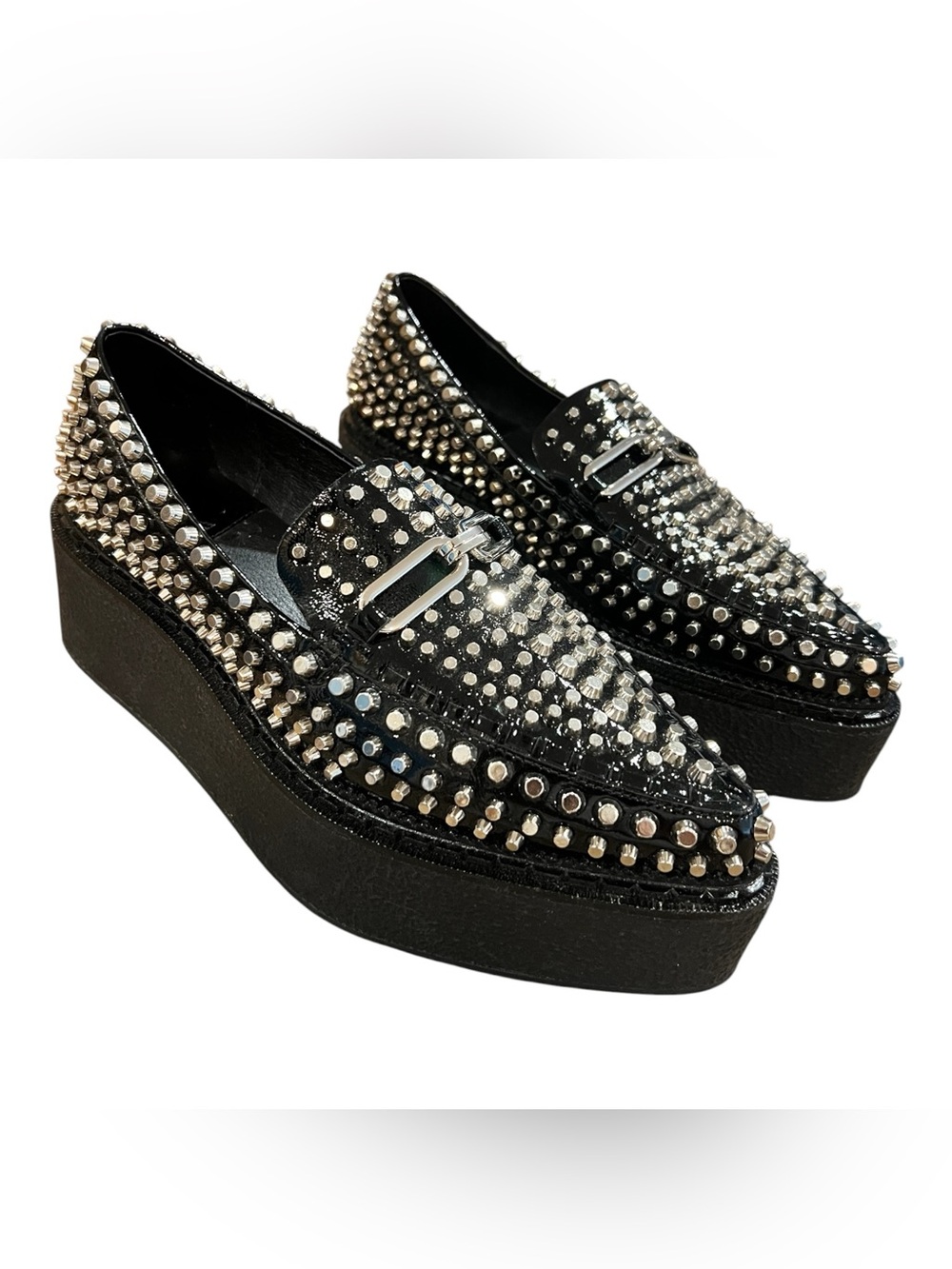 Jeffrey Campbell Choux Street Studded Platform Wedge Loafers Black Size 8 NWOB - Picture 3 of 13
